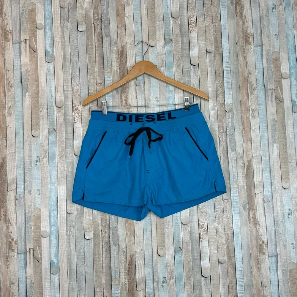 Diesel L Mens Bright Blue Barrely Swim Trunk Shorts 1.75” Inseam Summer Vacation - Picture 2 of 9